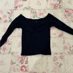 Brandy Melville Navy V-Neck Blouse